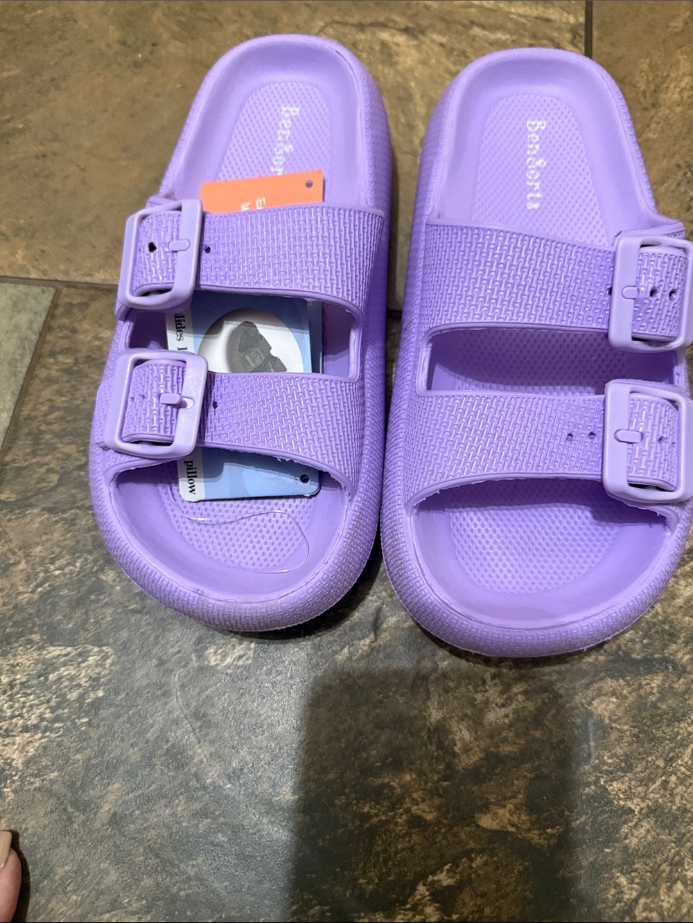 Women's Double-Buckle Slide Sandals in Lavender